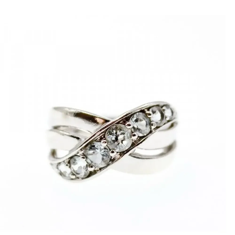 925 Sterling Silver Aquamarine Ring Size 6.5